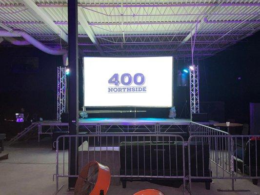 Warehouse Space featuring portable stage and projector