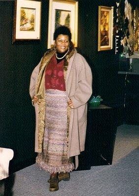 Happy client with Custom-Made coat and skirt