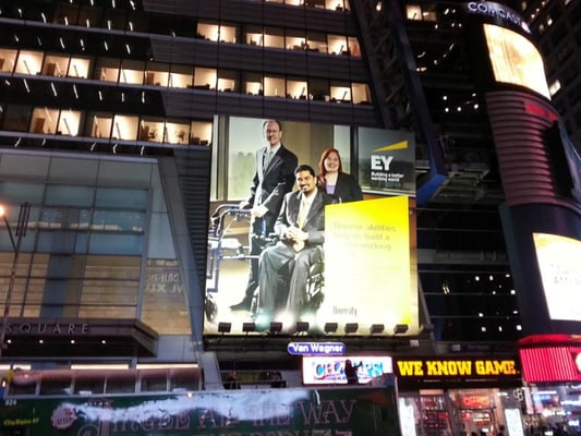 That's me (the redhead) on the EY Billboard! (Yes, really!)