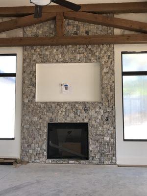 Tv wall installed with split face