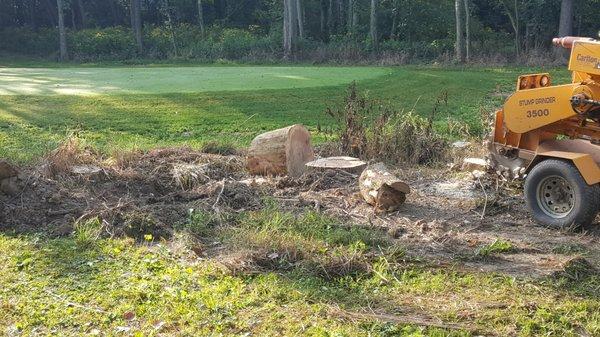 Golf course grinding to help open new greens. 1 of 2