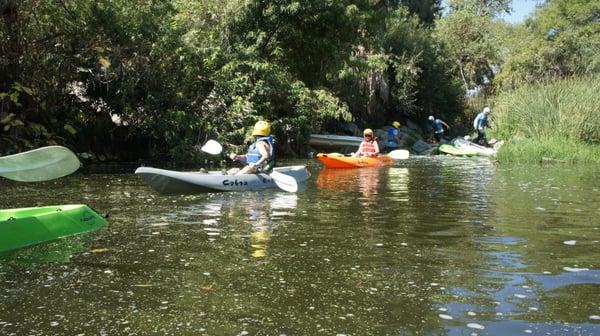 Skipping across one of the shallower bits.