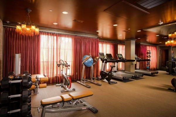 Custom Drapery for the workout room at Hotel Zaza in Dallas, TX