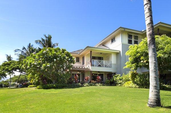 Large grass area behind our end unit villa.