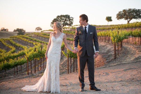 Sunset at a Pear Valley Vineyard Wedding