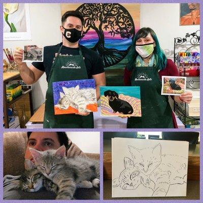 Pet Painting Parties for Friends and Family - send us a photo of your pet and we'll predraw them for you!