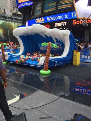 My mechanical surfboard in Times Square on Good Morning America