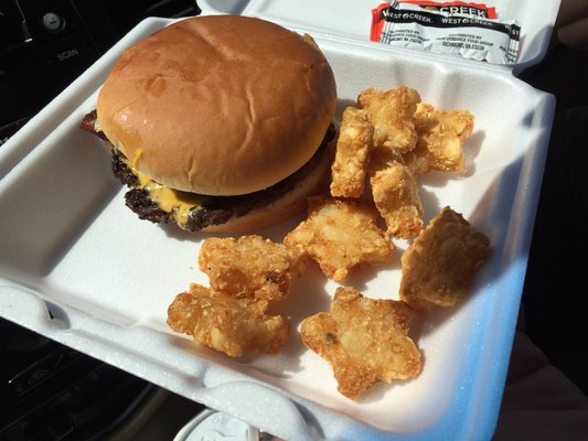 Bacon cheeseburger and tots (star shaped)