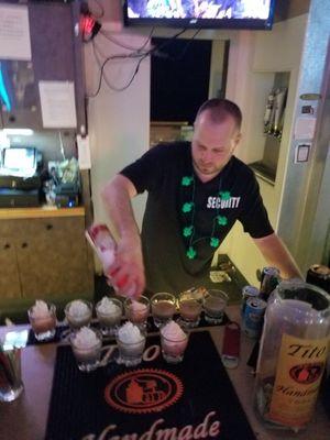 Shawn is a great bartender. Always working hard with a smile.