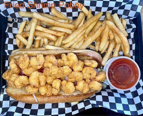 Fried or grilled Popcorn Shrimp Poboy