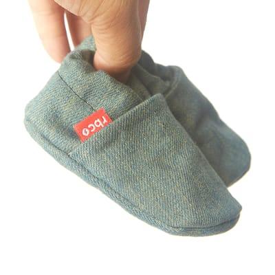 Unisex denim baby booties