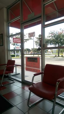 Waiting area looking out