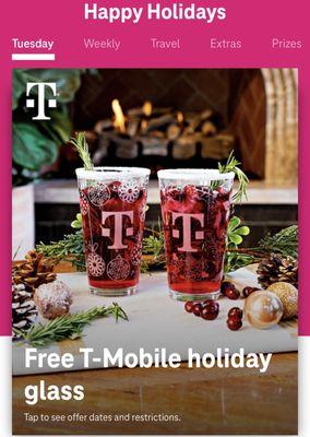 Free T-Mobile holiday glass on 12/5/23