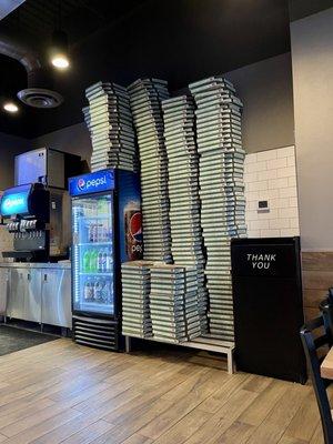 Stack-o-boxes ready for your pizza order