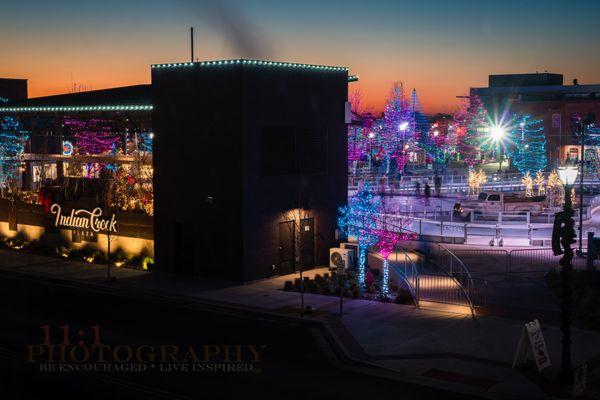 View of Indian Creek Plaza from the studio window.