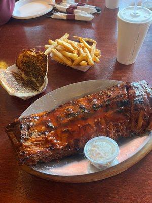 Ribs. Baby Rack BBQ with Fries