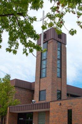 The Bell Tower, located at our main entrance at 103 Jefferson St., across the street from the public library.