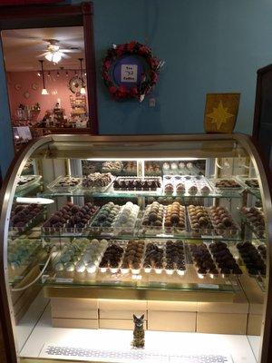 Our specialty chocolate case filled with special treats.