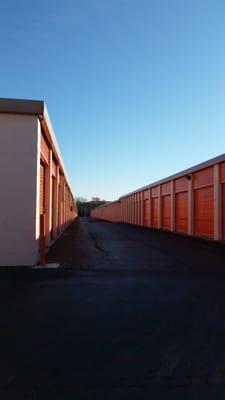 One of the many rows of storage units