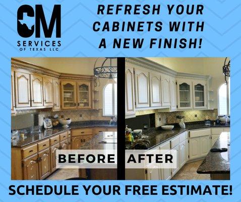 Our client wanted a simple cost effective update to their kitchen.  We repainted their cabinets and wow look at the change.