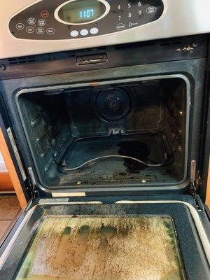 This is my dirty oven before they cleaned it. Really embarrassing, but they did such a great job cleaning it that I have to post the photos.