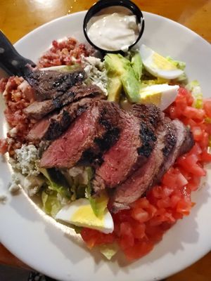 My most favorite salad here - California Cobb Salad replace with Sirlion steak (medium rare), replace dressing to avocado ranch on the side.