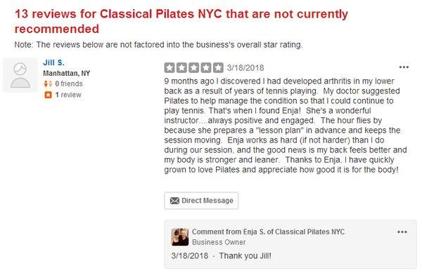 One of 13 5-star reviews hidden by Yelp!