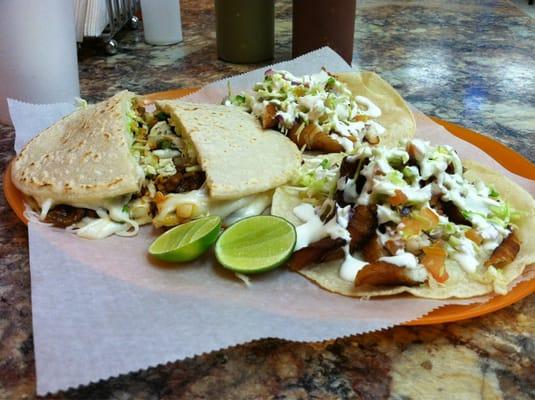 Spicy pork mulitas and fish tacos!