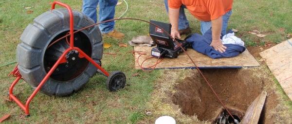 Landscape drainage inspection with video camera