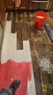 Porcelin Woodgrain Tile Installation