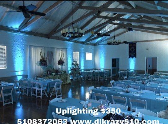 Uplighting available for this hall ... Did this set up for a baby shower 6-10-2018