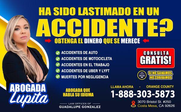 Nuevo anuncio en La Voz magazine. "Ha Sido Lastimado en un Accidente?"