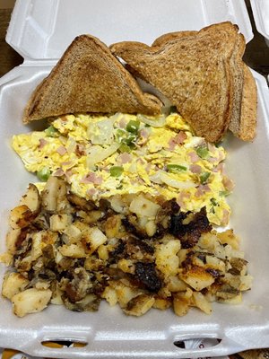 Bob 's Favorite with wheat toast and home fries