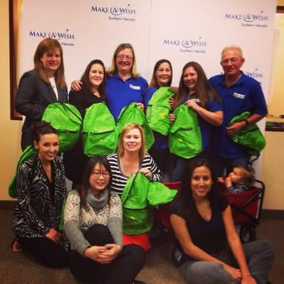 We purchased 300 backpacks along with hygiene supplies, toys, games, and activity books for Make-A-Wish Southern Nevada!