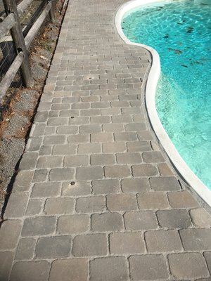 Concrete pavers around a pool