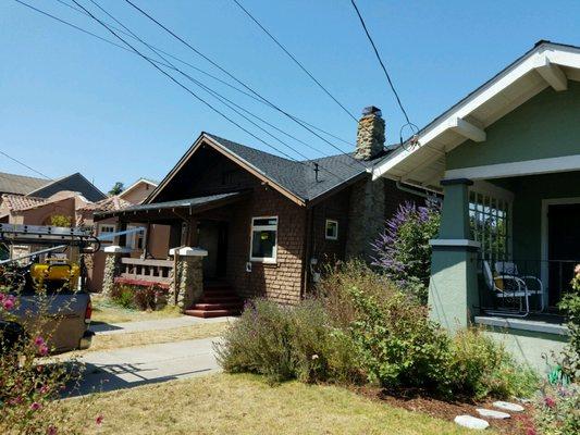 New composition asphalt shingle roof installed in Alameda by Master Roofing Company (Family owned & operated in the SF Bay Area since 1980).