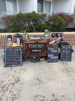 Felix runs this great coffee cart on the boardwalk in front of Blue Sea Hotel!