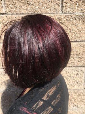 Hair by Mari/ A- line haircut and plum hair color