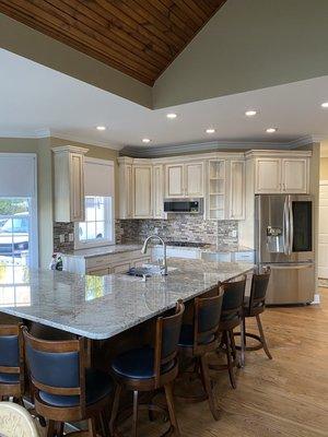 Kitchen remodel with custom glaze paint job on cabinets