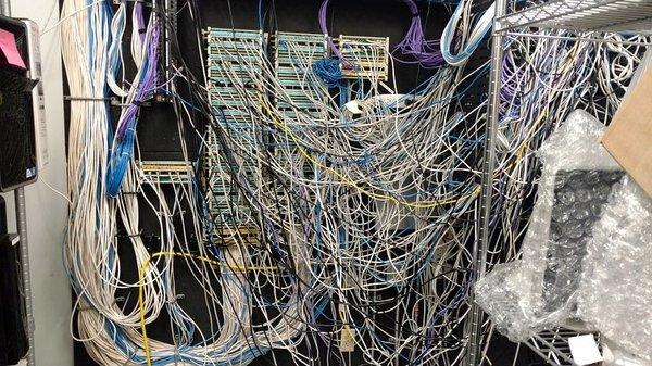 Before fixing data wiring to rack