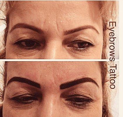 Powdered eyebrows tattoo