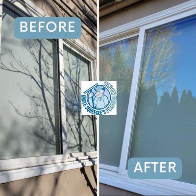 Before and after window cleaning