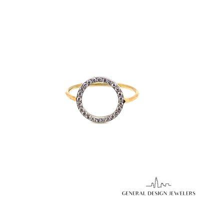 14k Yellow Gold Circle Diamond Ring