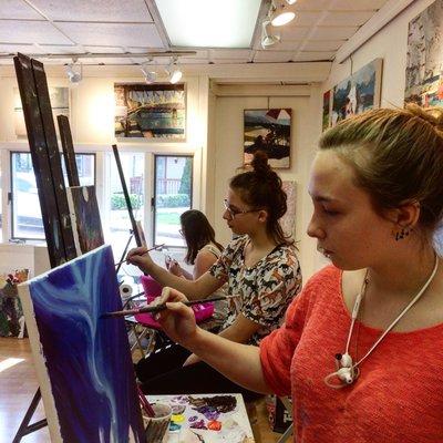 Teen painting class on Saturday afternoon at the studio