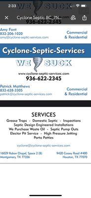 List of services!