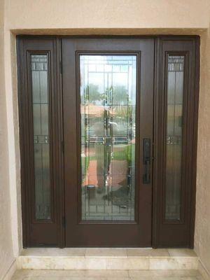 Single entry door with sidelites