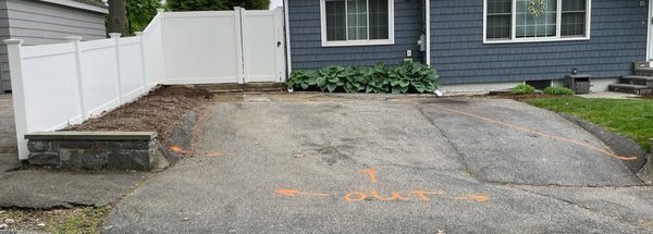 Before, top of driveway starting to sink due to drainage.