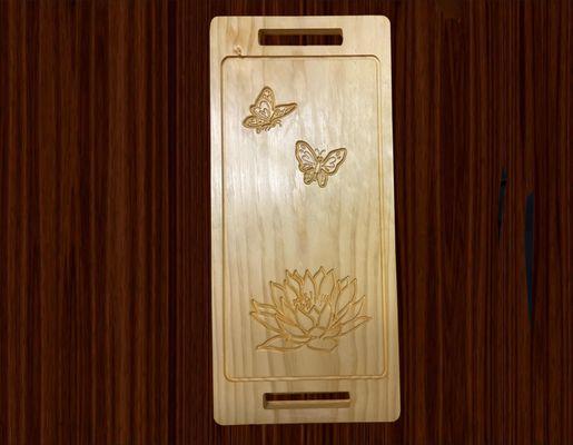 Handcrafted Wooden Tray with Beautiful Lily Flower and Butterflies
 www.arborcreations.com