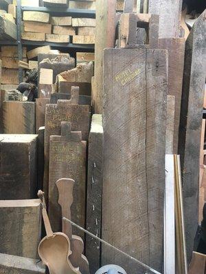 Wood from historic NYC buildings which will become Kelly guitar bodies and necks