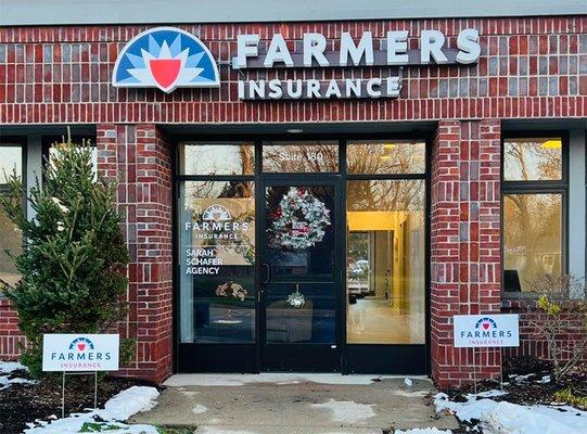 Building facade of the Lansing office of Farmers Insurance the Sarah Schafer Agency